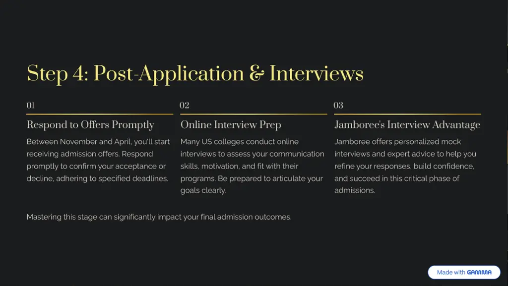 step 4 post application interviews