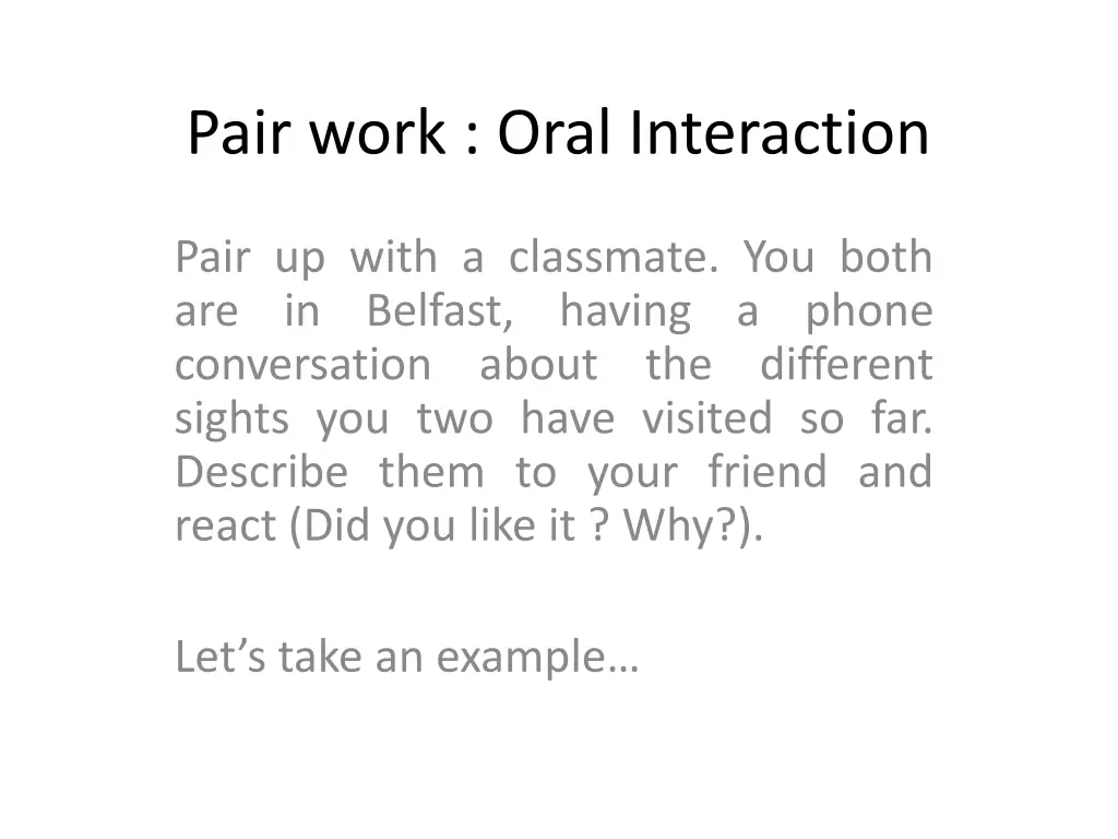 pair work oral interaction
