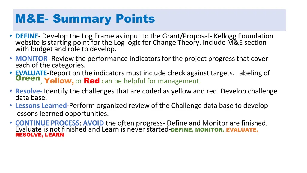 m e summary points