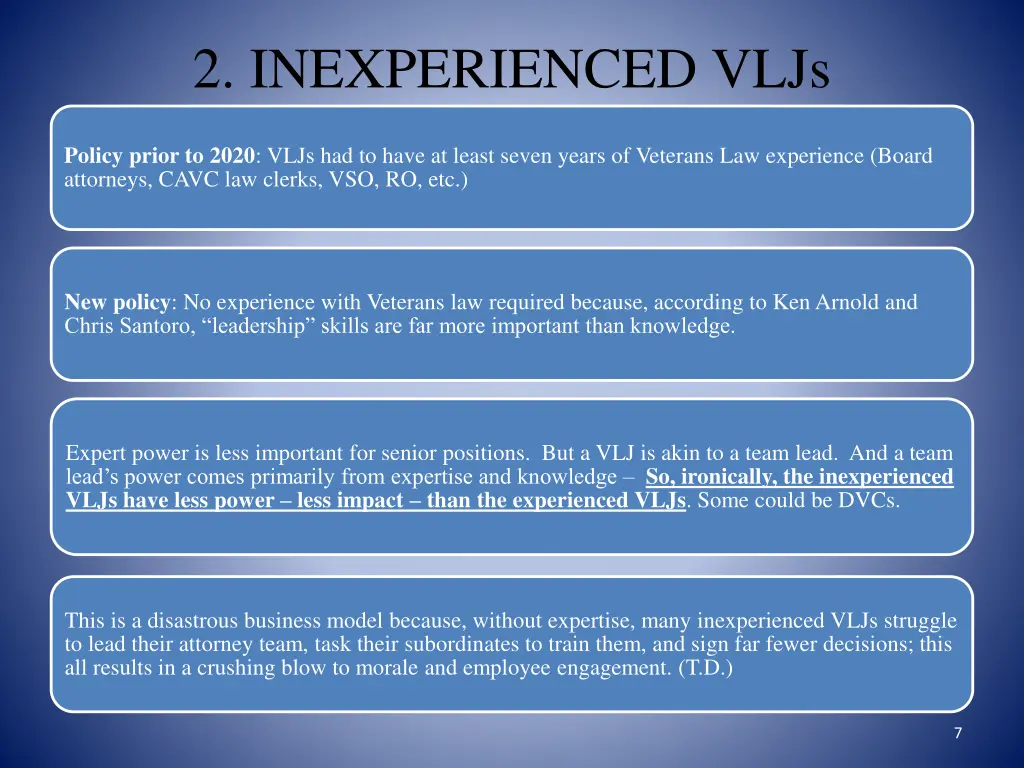 2 inexperienced vljs
