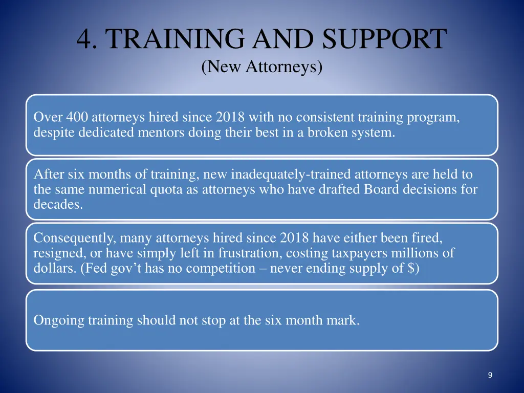 4 training and support new attorneys