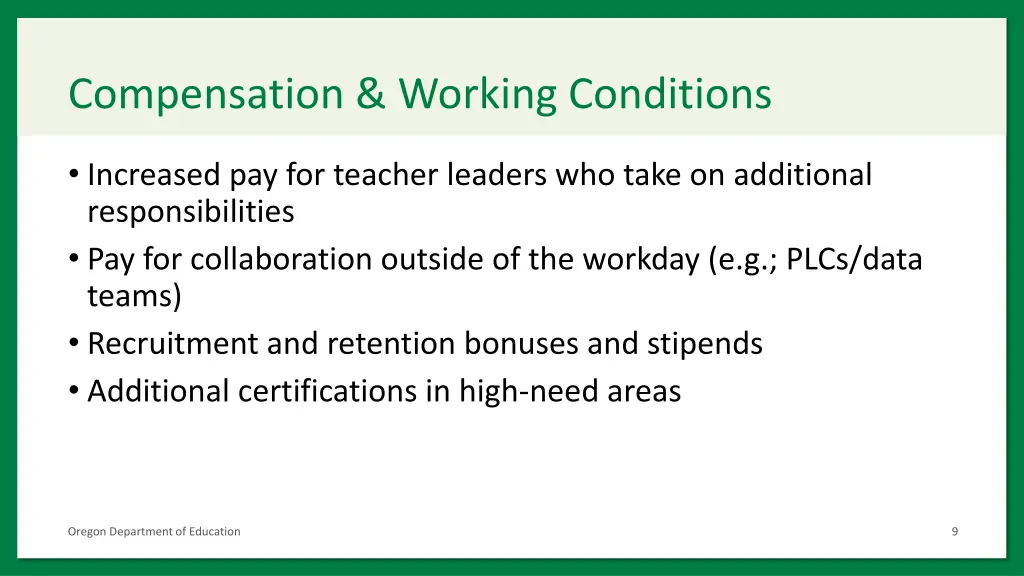 compensation working conditions