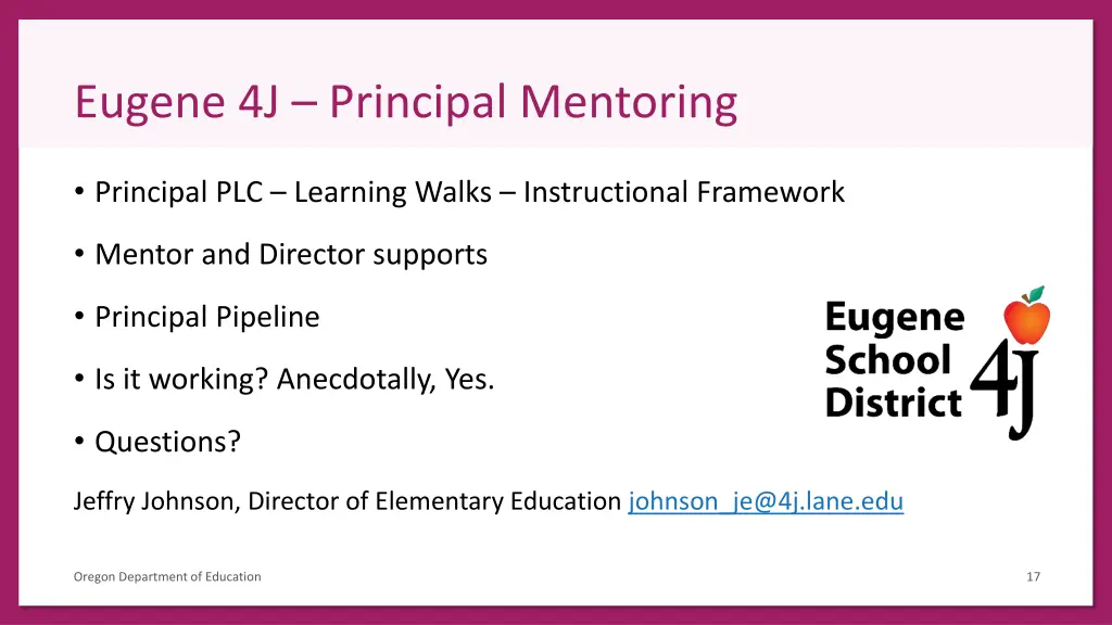 eugene 4j principal mentoring