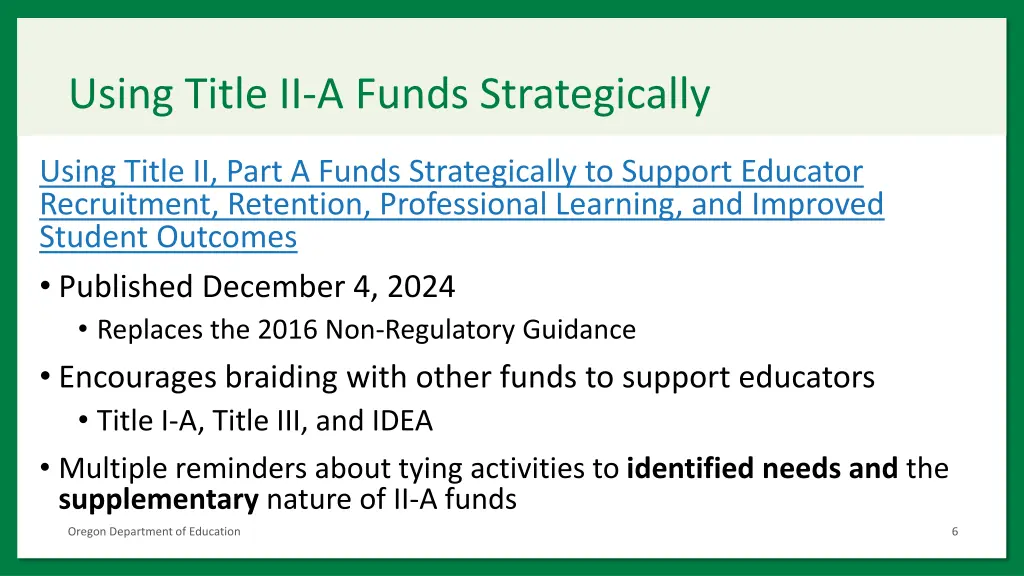 using title ii a funds strategically