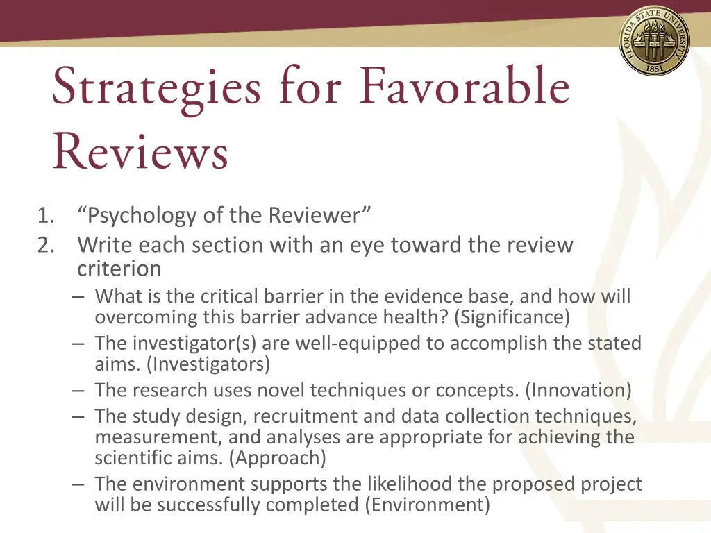 1 psychology of the reviewer 2 write each section