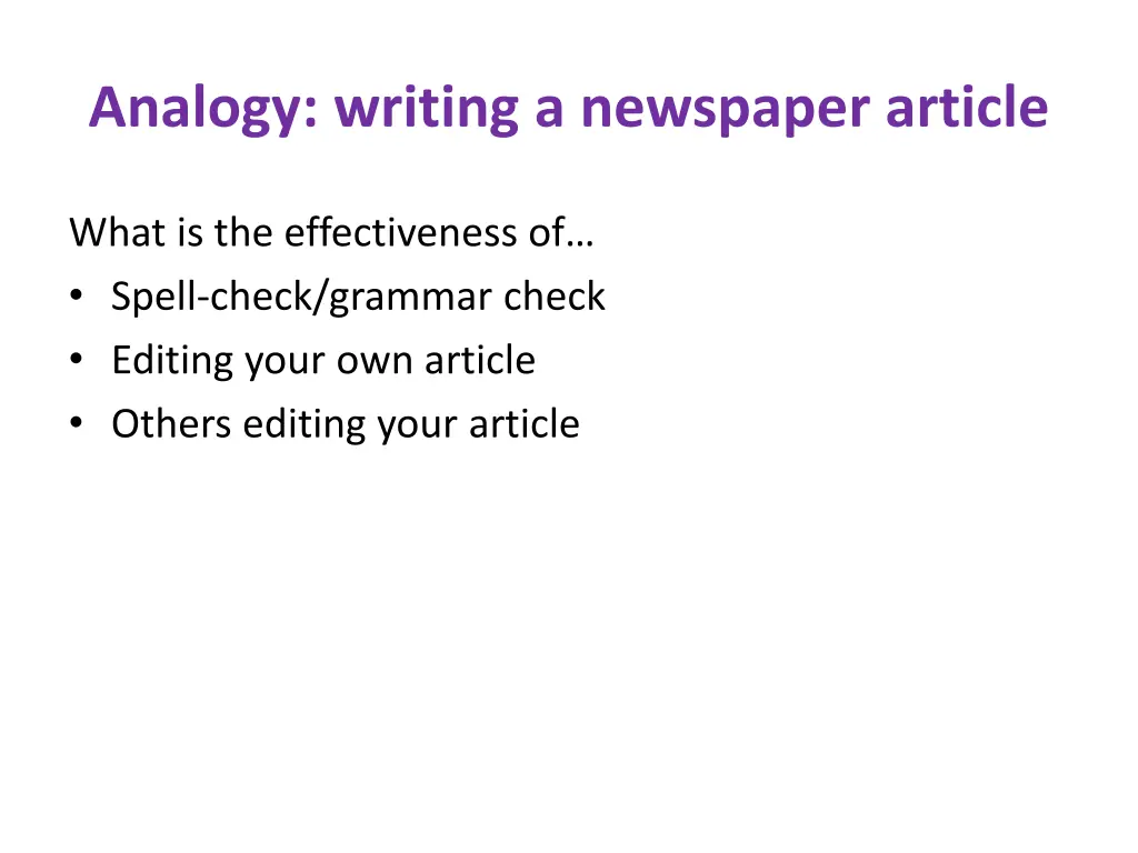 analogy writing a newspaper article
