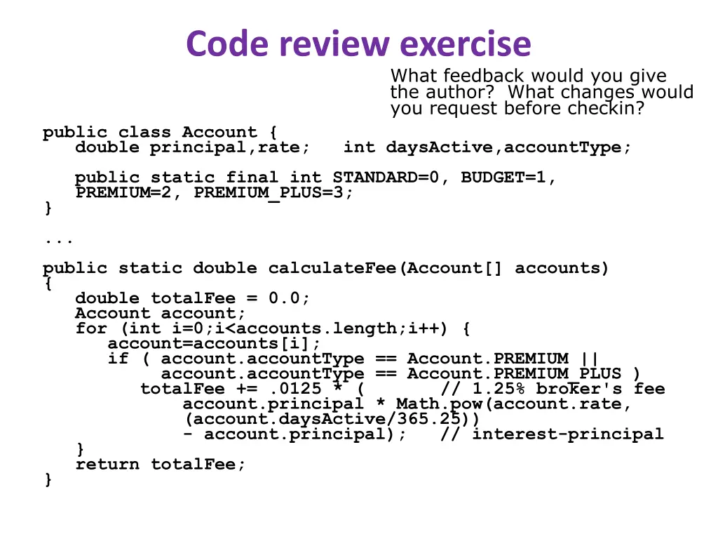 code review exercise