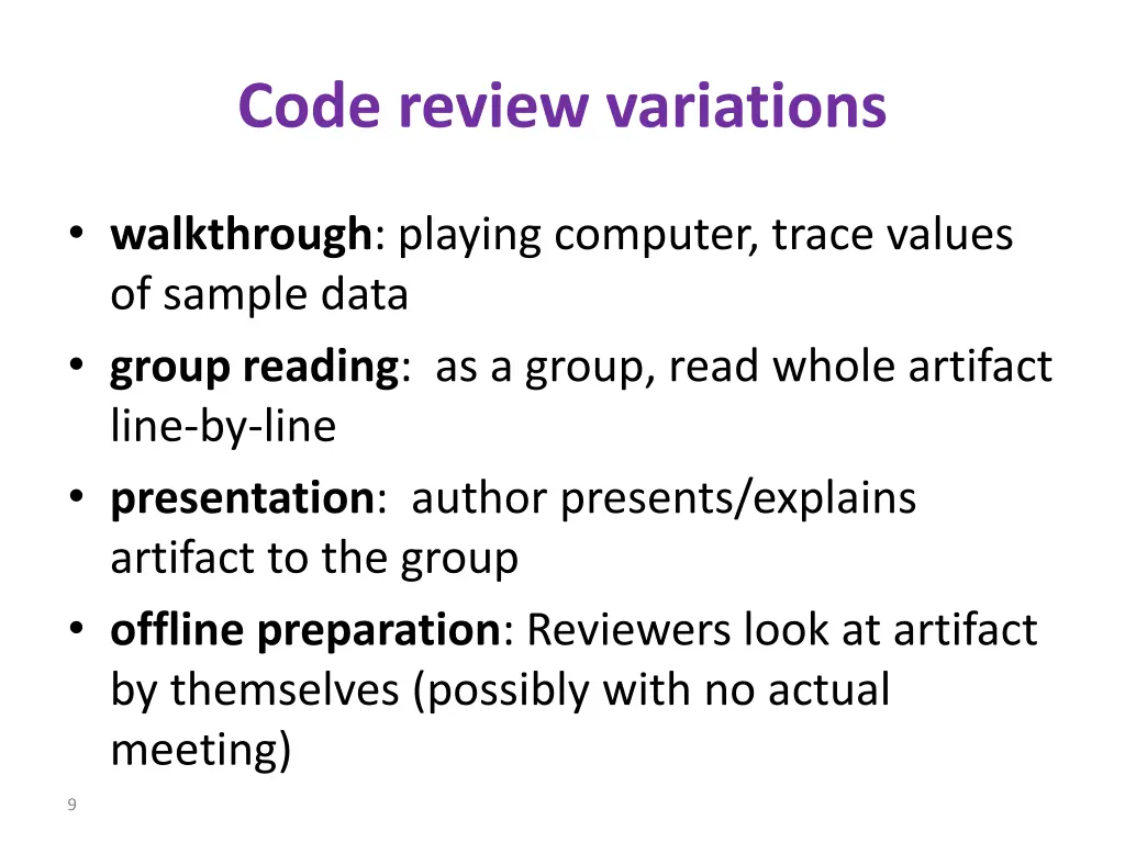 code review variations