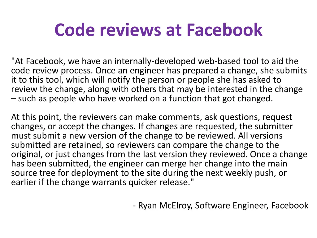 code reviews at facebook