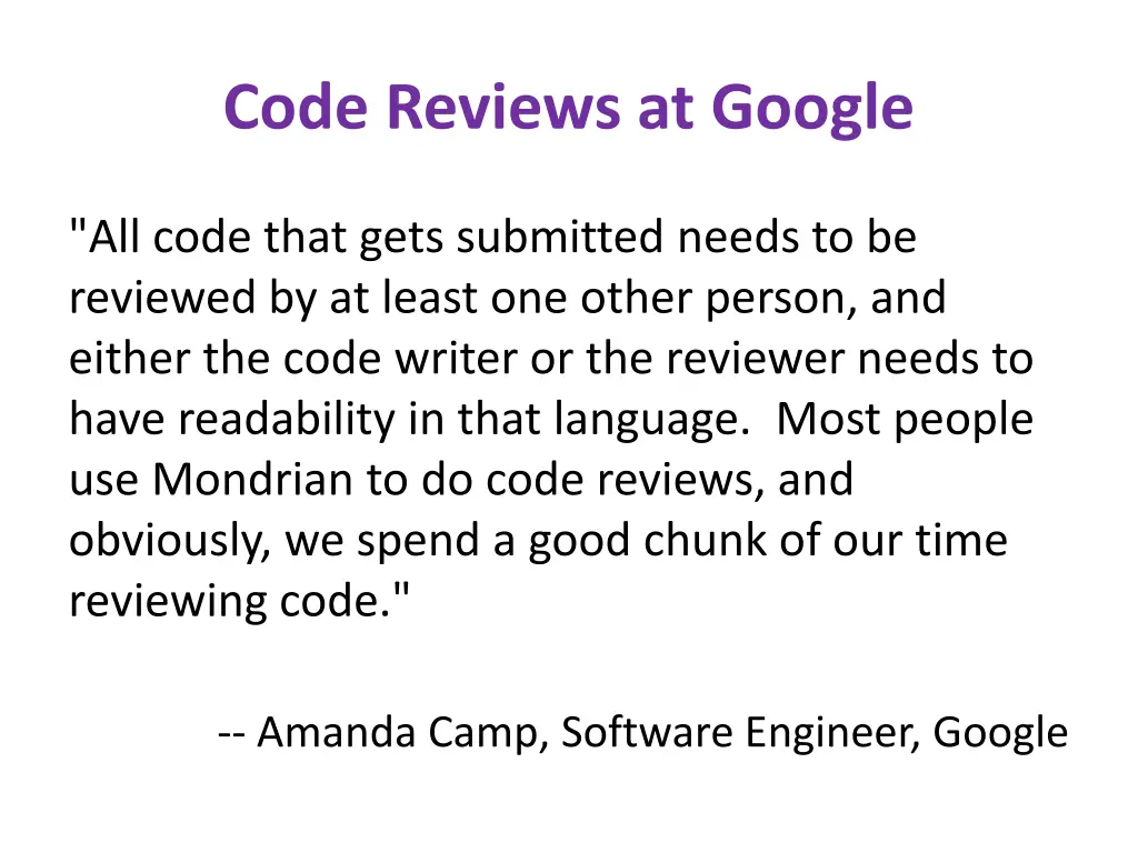 code reviews at google
