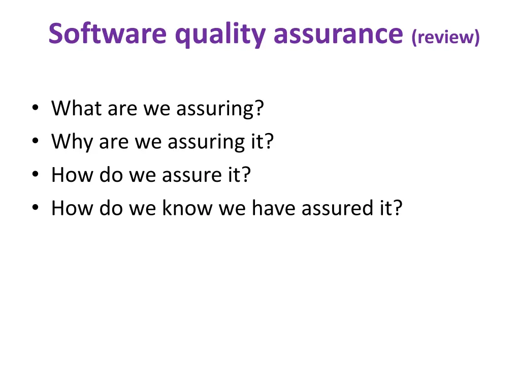 software quality assurance review