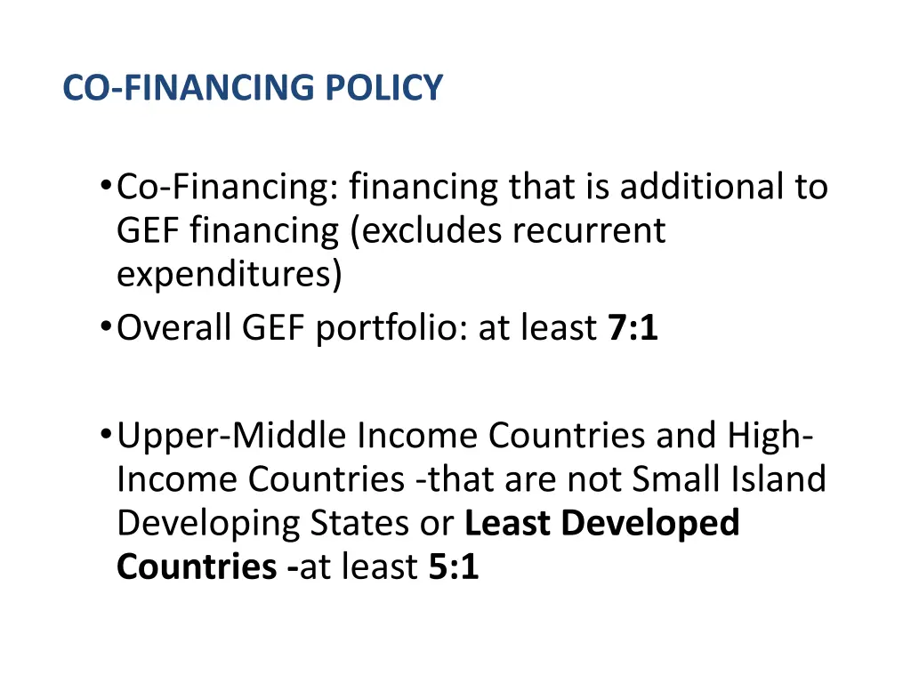 co financing policy