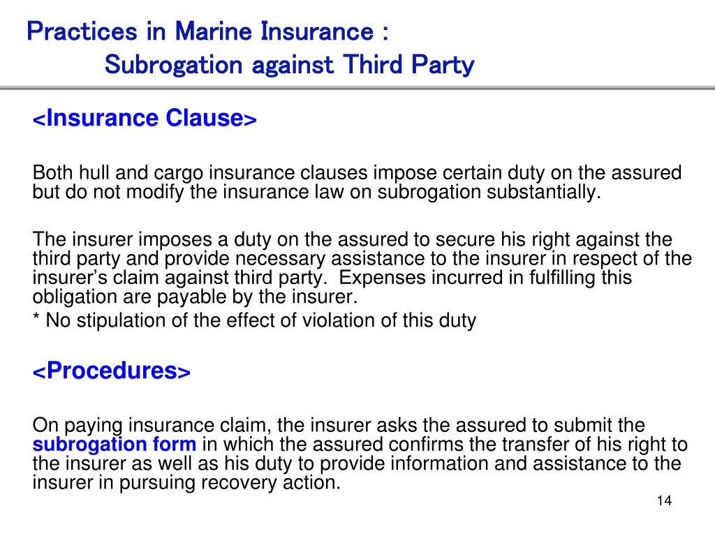 practices in marine insurance practices in marine