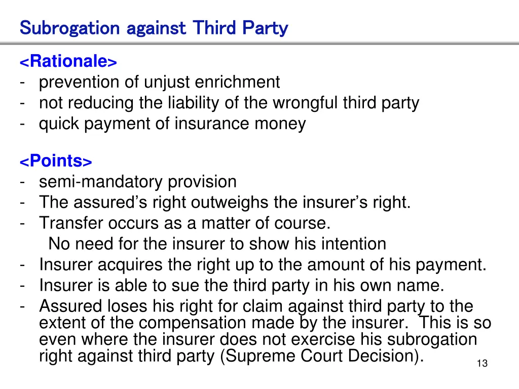 subrogation against third party subrogation