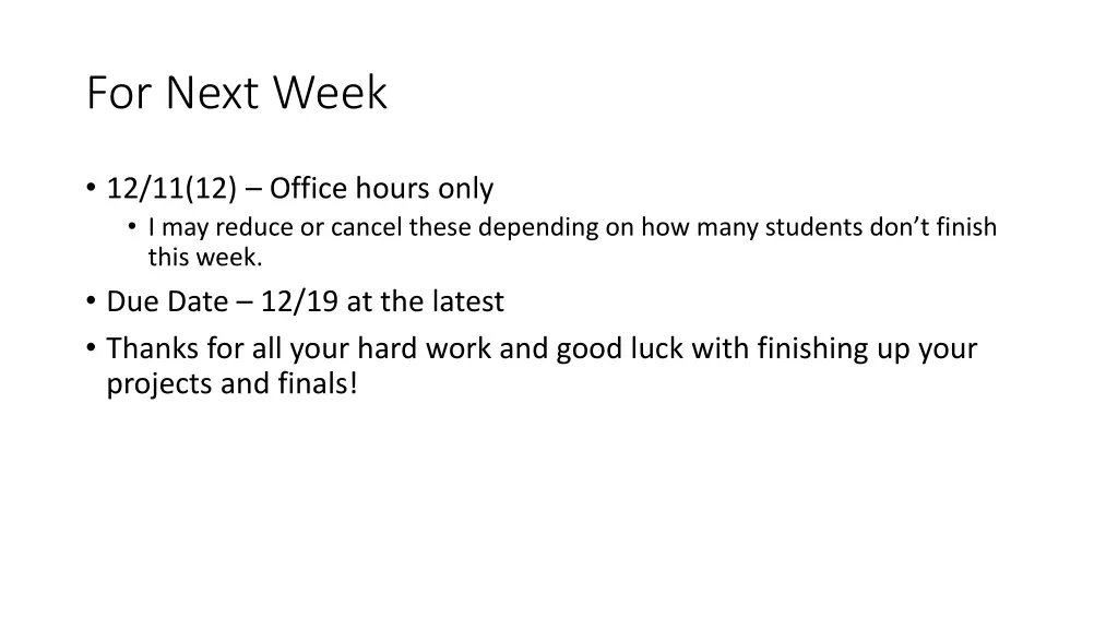 for next week