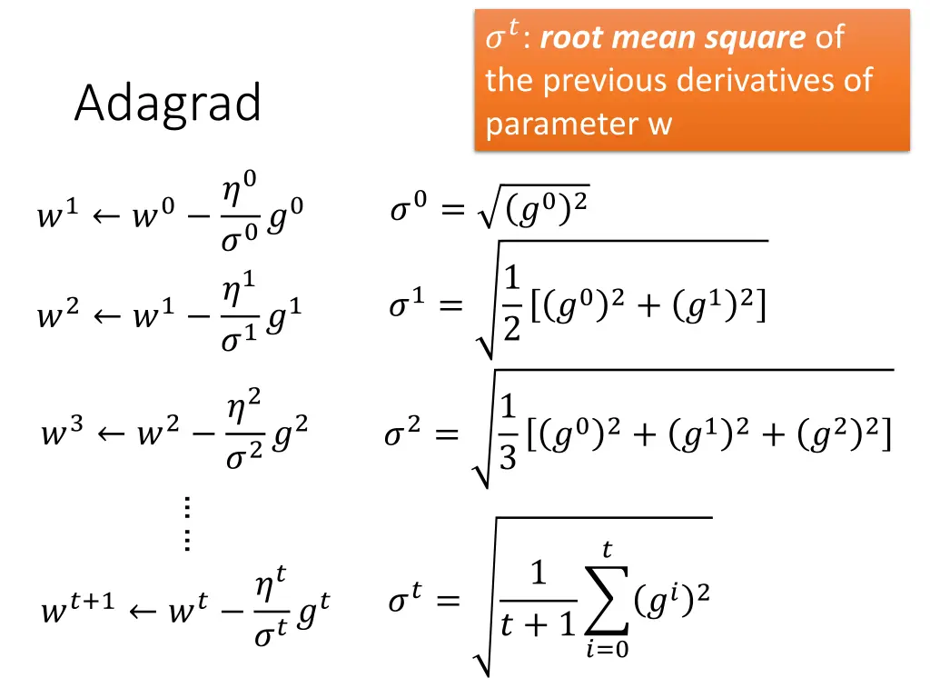 root mean square of the previous derivatives