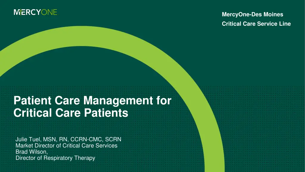 mercyone des moines critical care service line