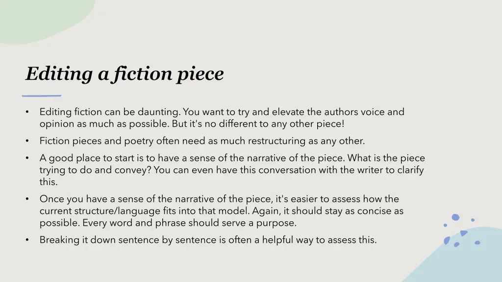 editing a fiction piece