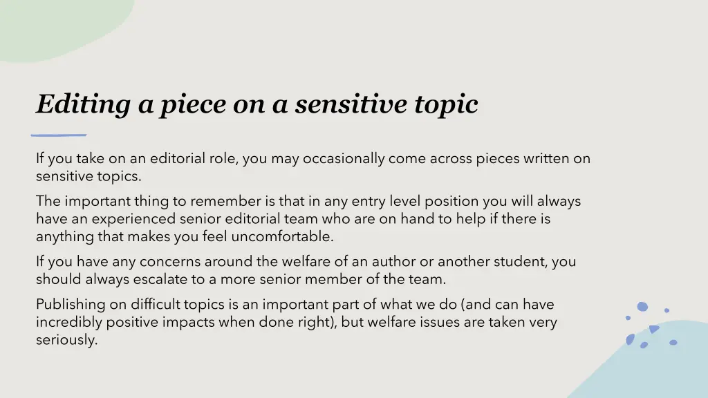 editing a piece on a sensitive topic