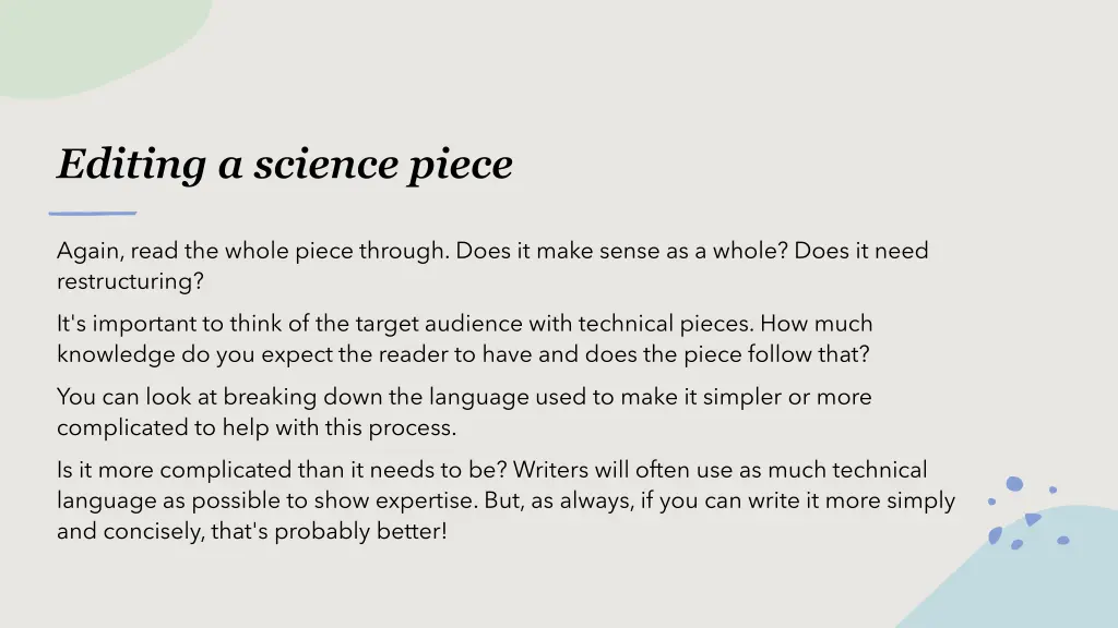 editing a science piece