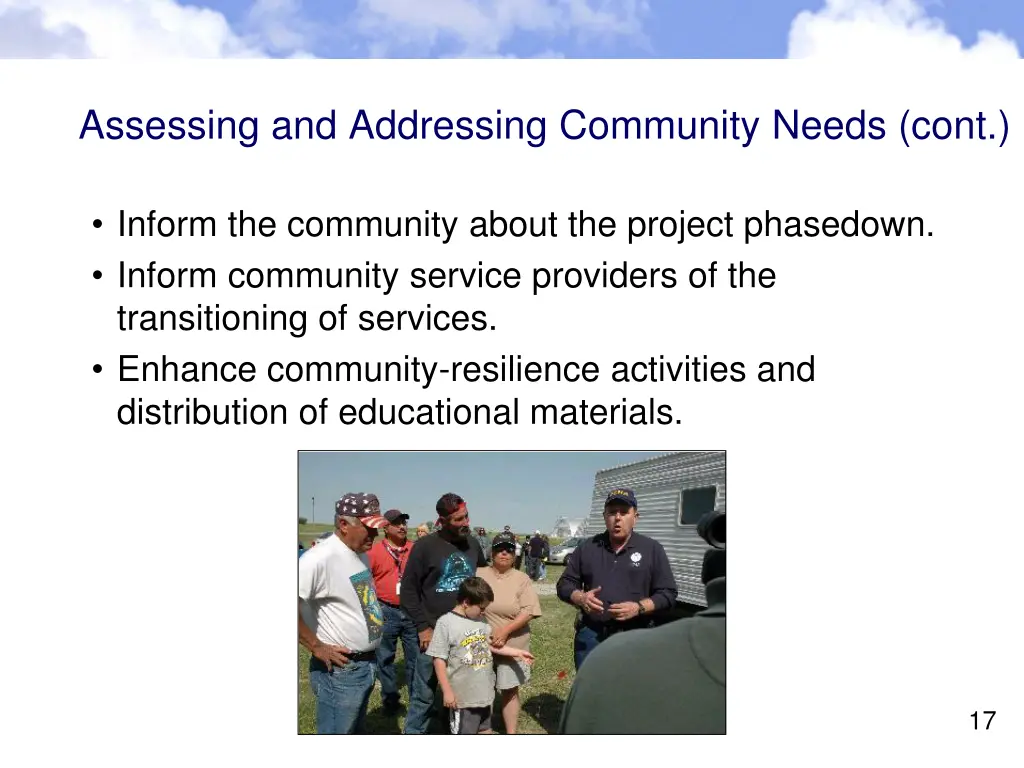 assessing and addressing community needs cont