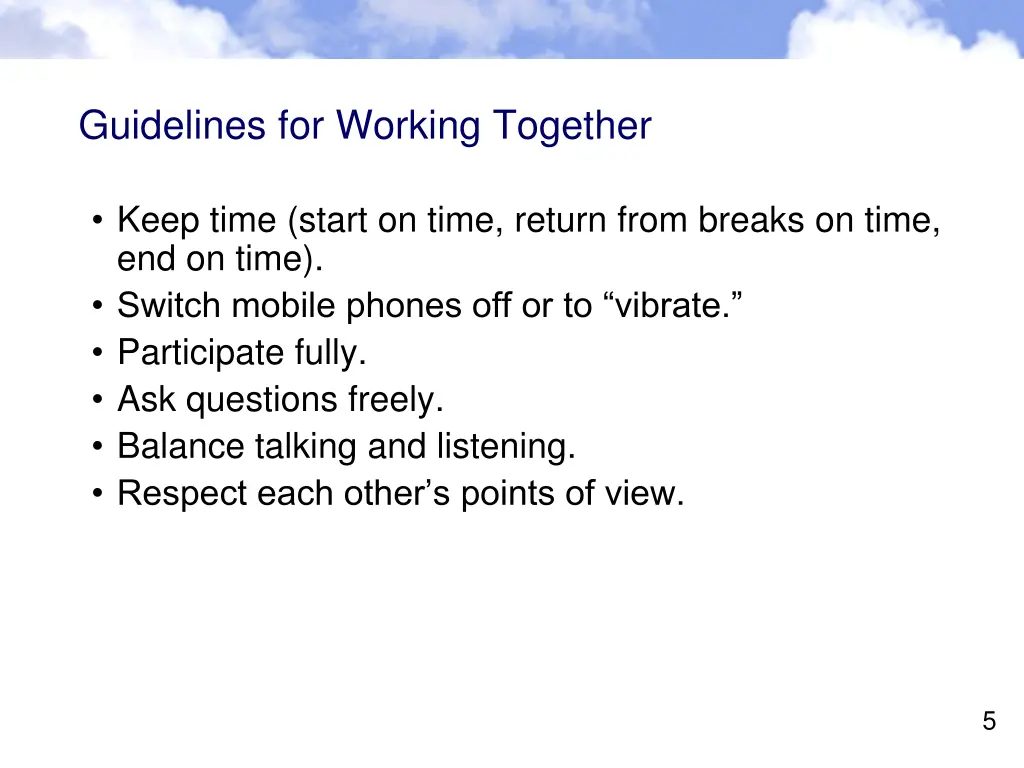 guidelines for working together
