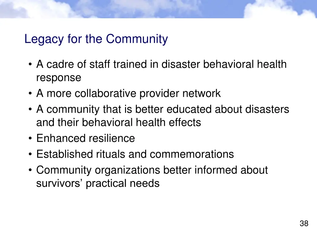 legacy for the community