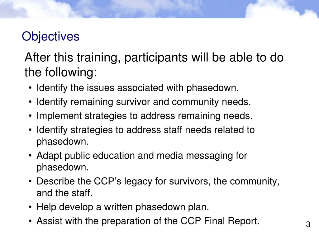 objectives