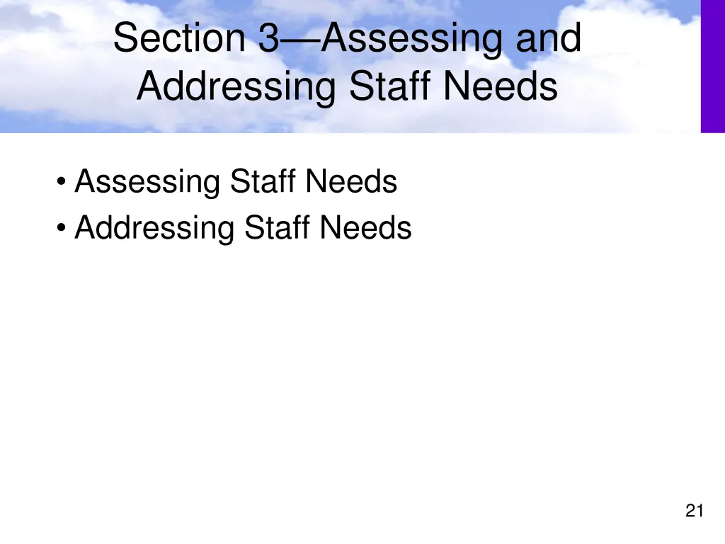 section 3 assessing and addressing staff needs