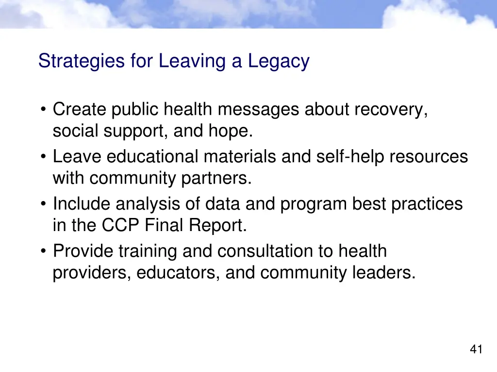 strategies for leaving a legacy