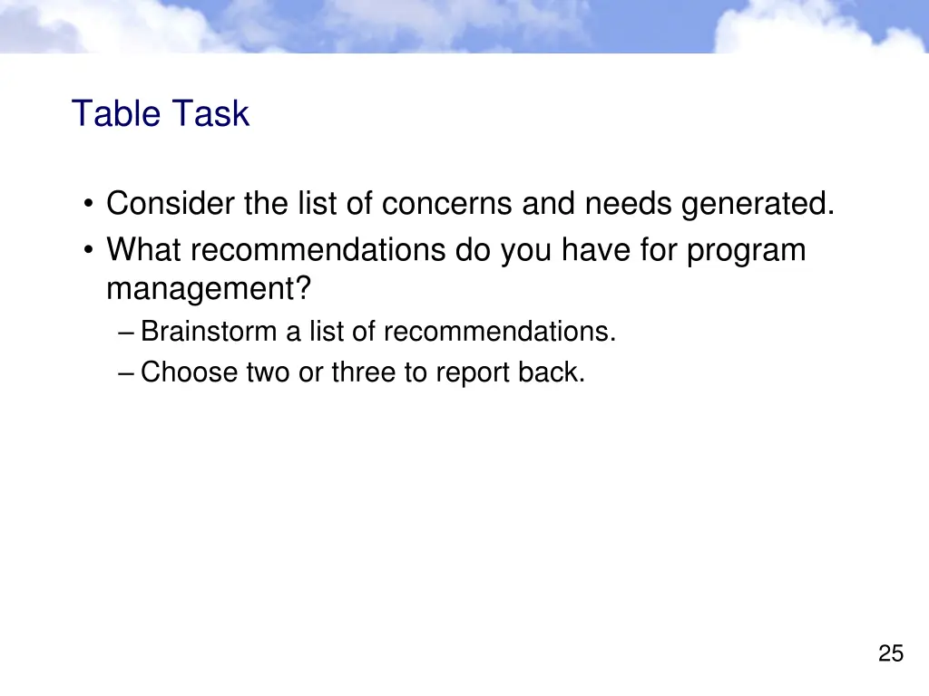 table task
