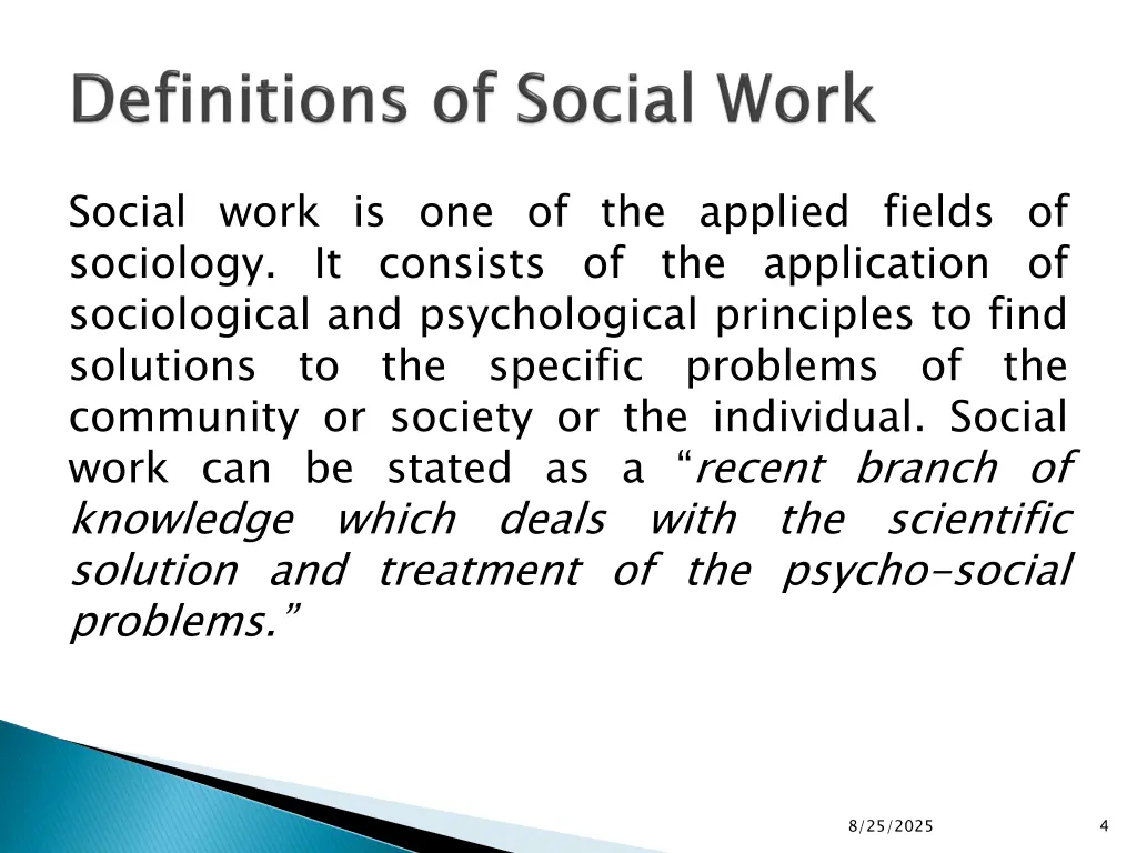 social work is one of the applied fields