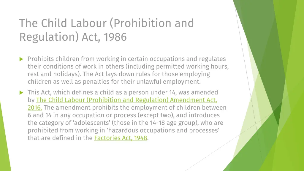 the child labour prohibition and regulation