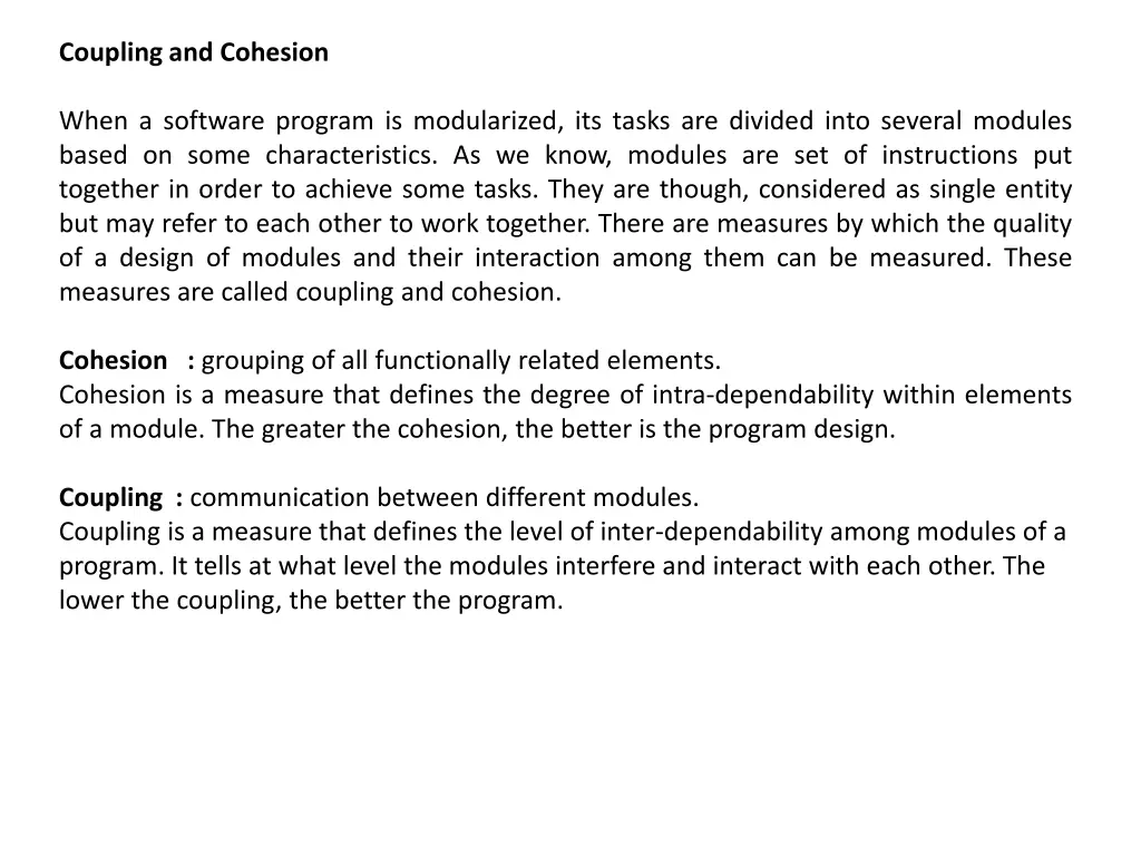coupling and cohesion