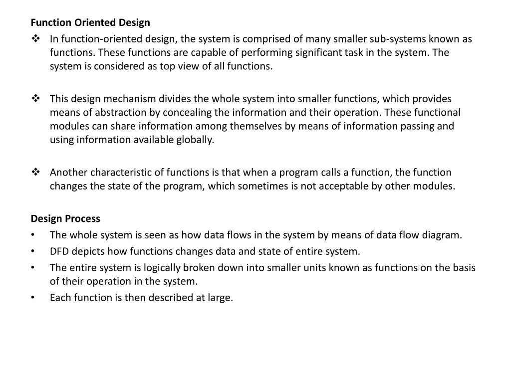 function oriented design in function oriented