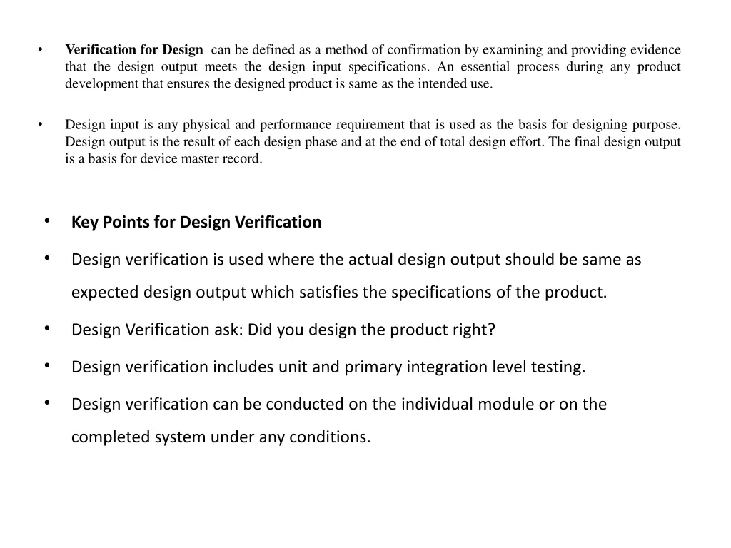verification for design can be defined