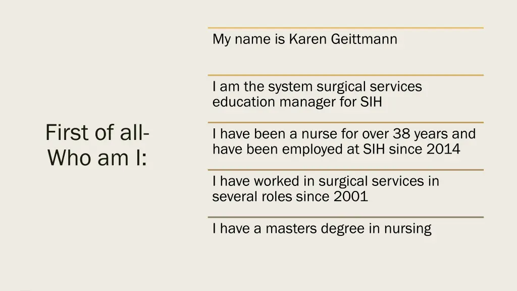 my name is karen geittmann