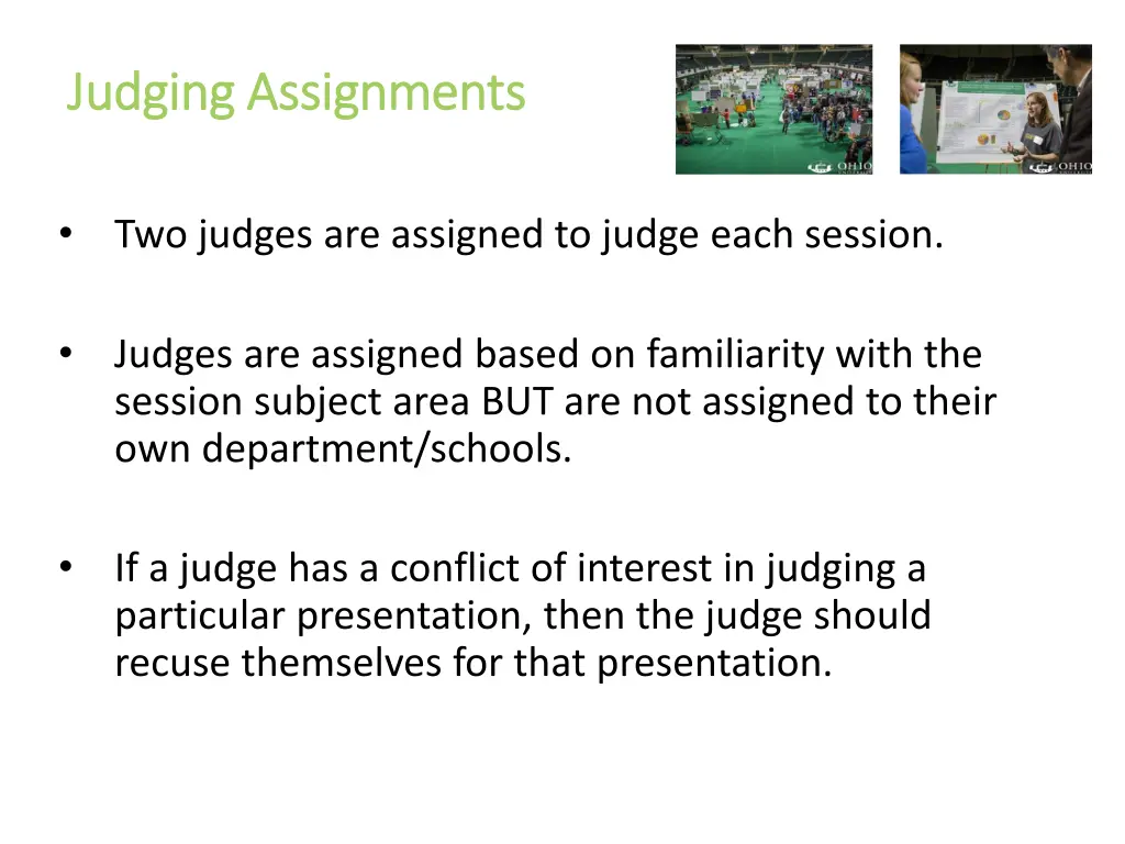 judging assignments judging assignments