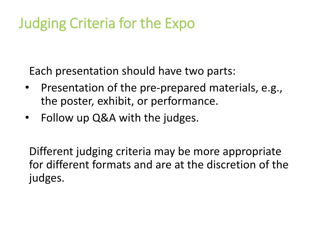 judging criteria for the expo judging criteria 1