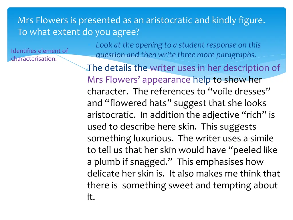 mrs flowers is presented as an aristocratic 1