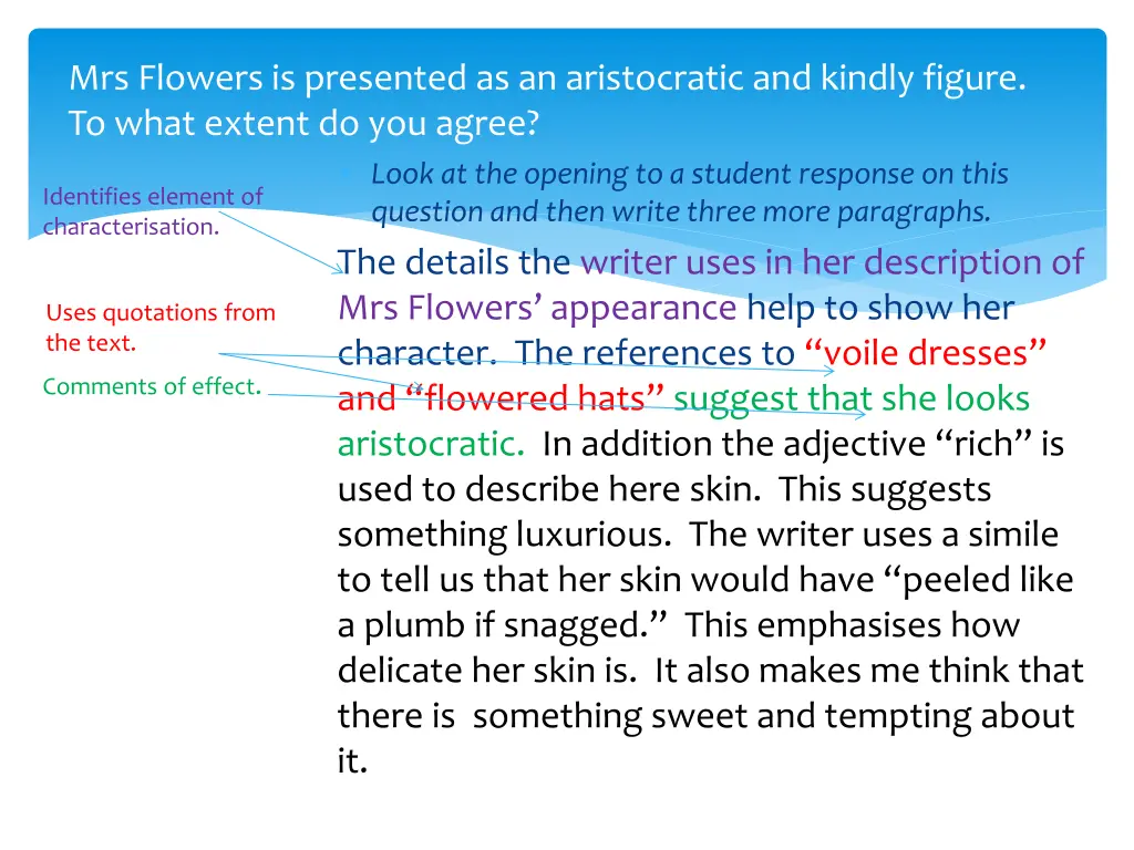 mrs flowers is presented as an aristocratic 3