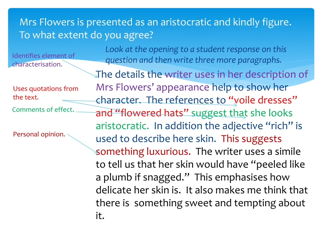 mrs flowers is presented as an aristocratic 4