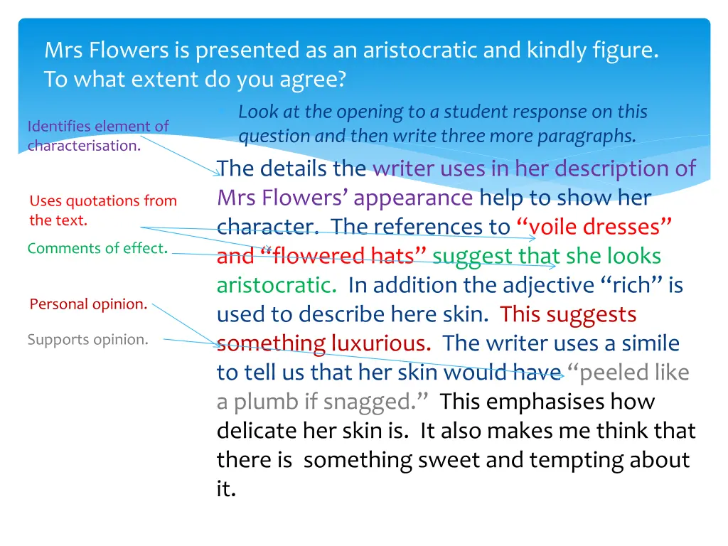 mrs flowers is presented as an aristocratic 5