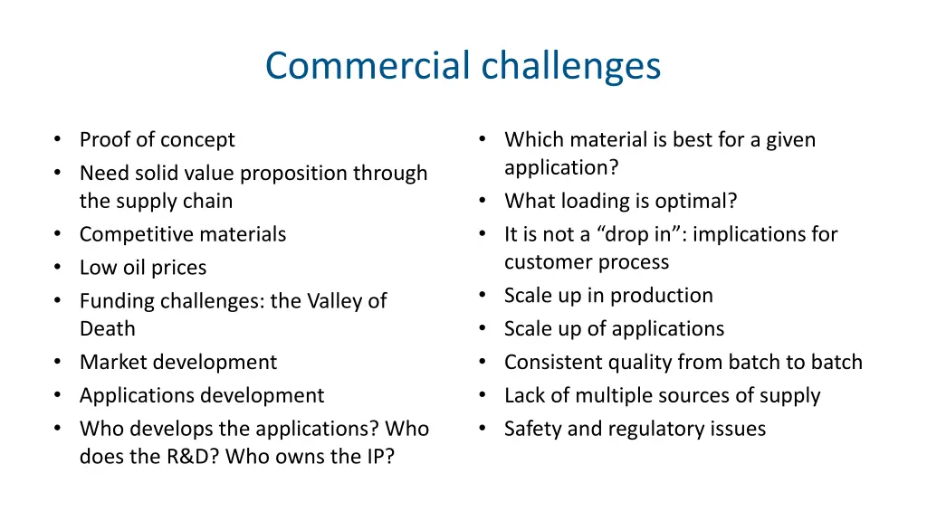 commercial challenges