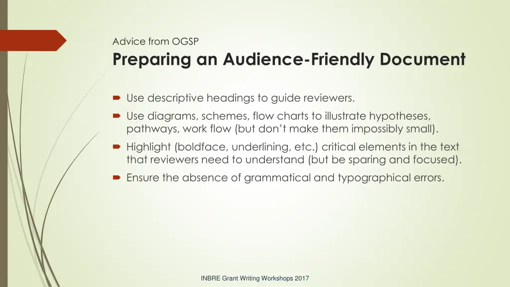 advice from ogsp preparing an audience friendly 1