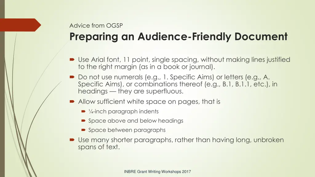 advice from ogsp preparing an audience friendly