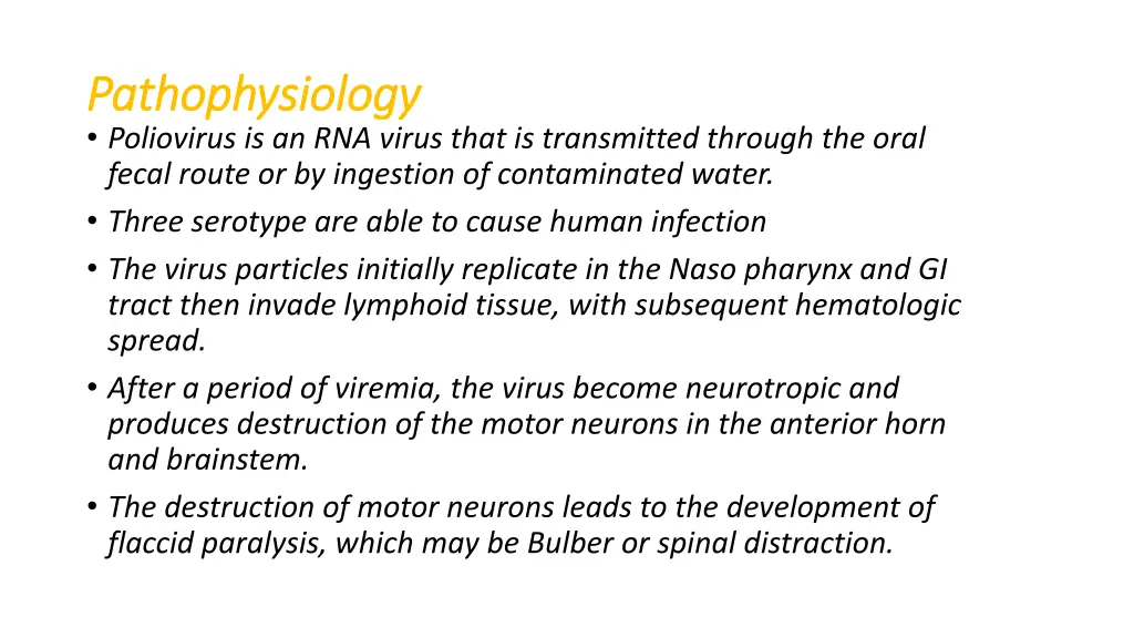 pathophysiology pathophysiology poliovirus