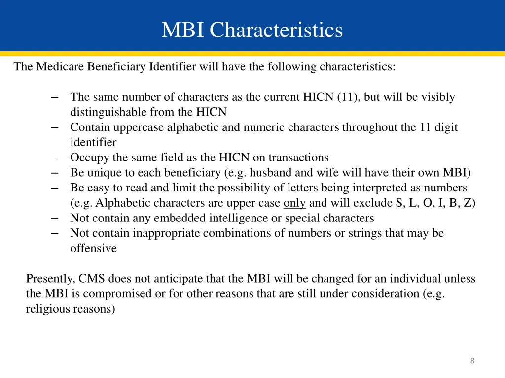 mbi characteristics