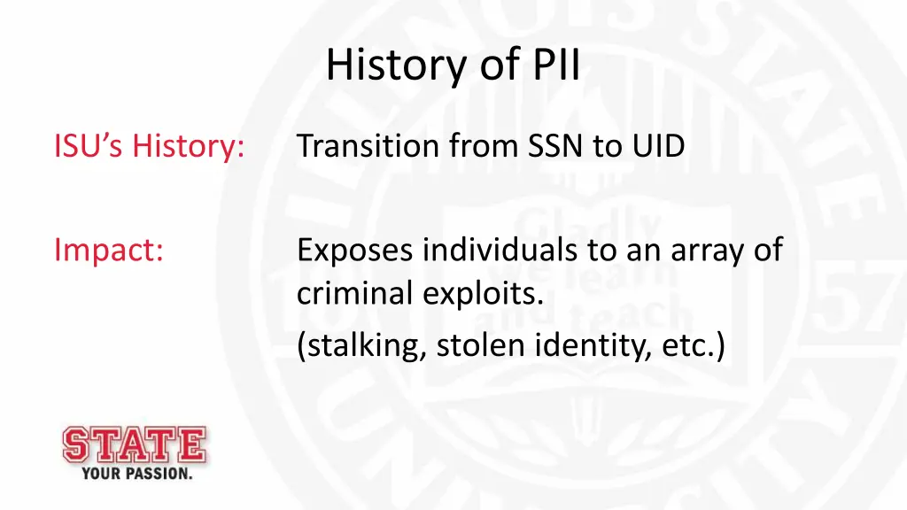 history of pii
