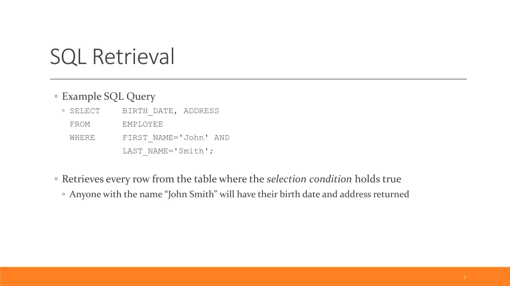 sql retrieval 1